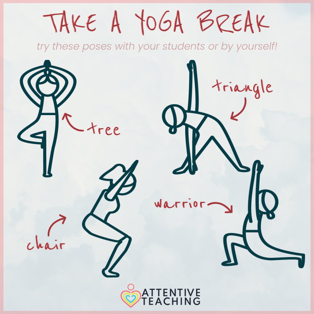 A graphic that says "Take a yoga break" and shows icons of various yoga poses.